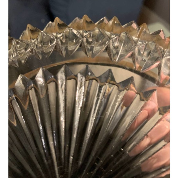 Vintage Diamond Point Crystal Bowl with Silver Plated Rim Celtic Made in England - Picture 9 of 13